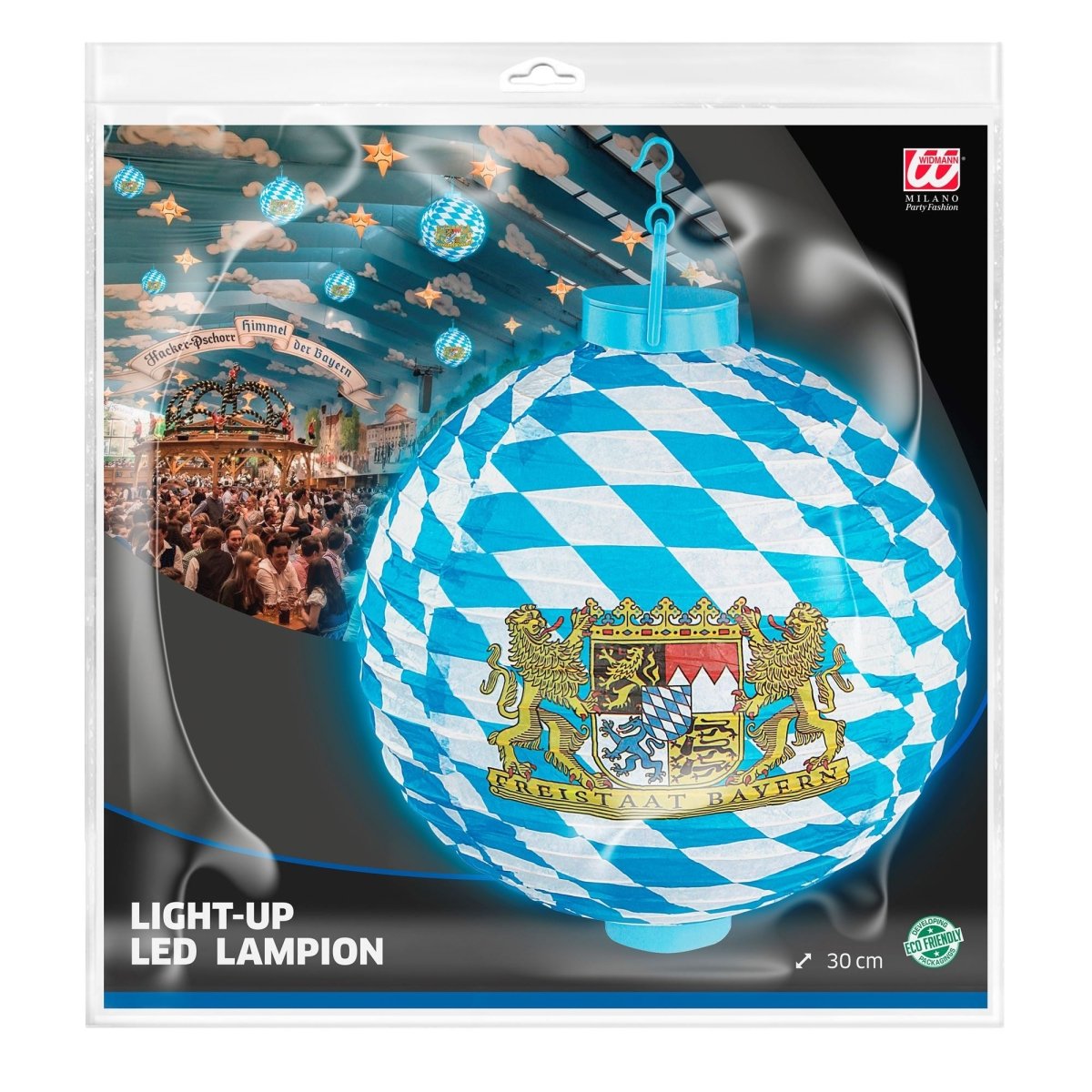 Oktoberfest Lampion Blauw Wit Met Lidlicht