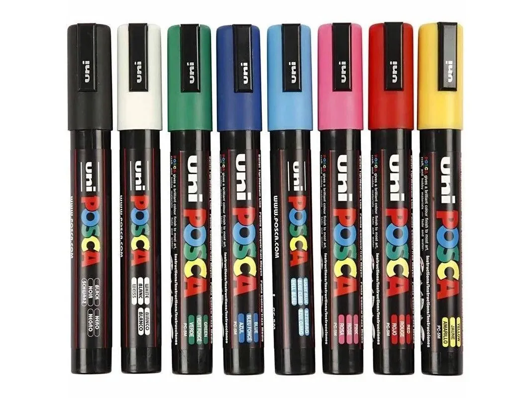 Paintmarker POSCA PC-5M - med 8 stk. ass. standard farver