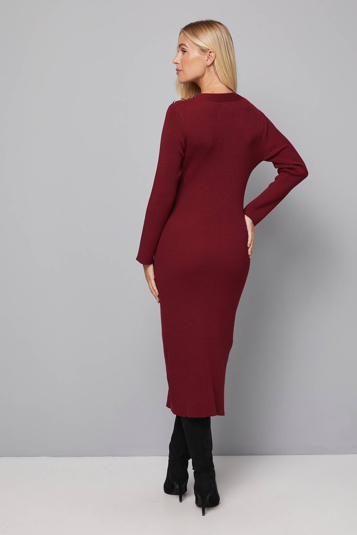 Wallis Robe Tricotée Côtelée Asymétrique Petite Taille