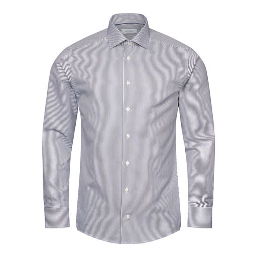 Eton Striped Signature Twill Contemporary Skjorte, Dark Grey, 46