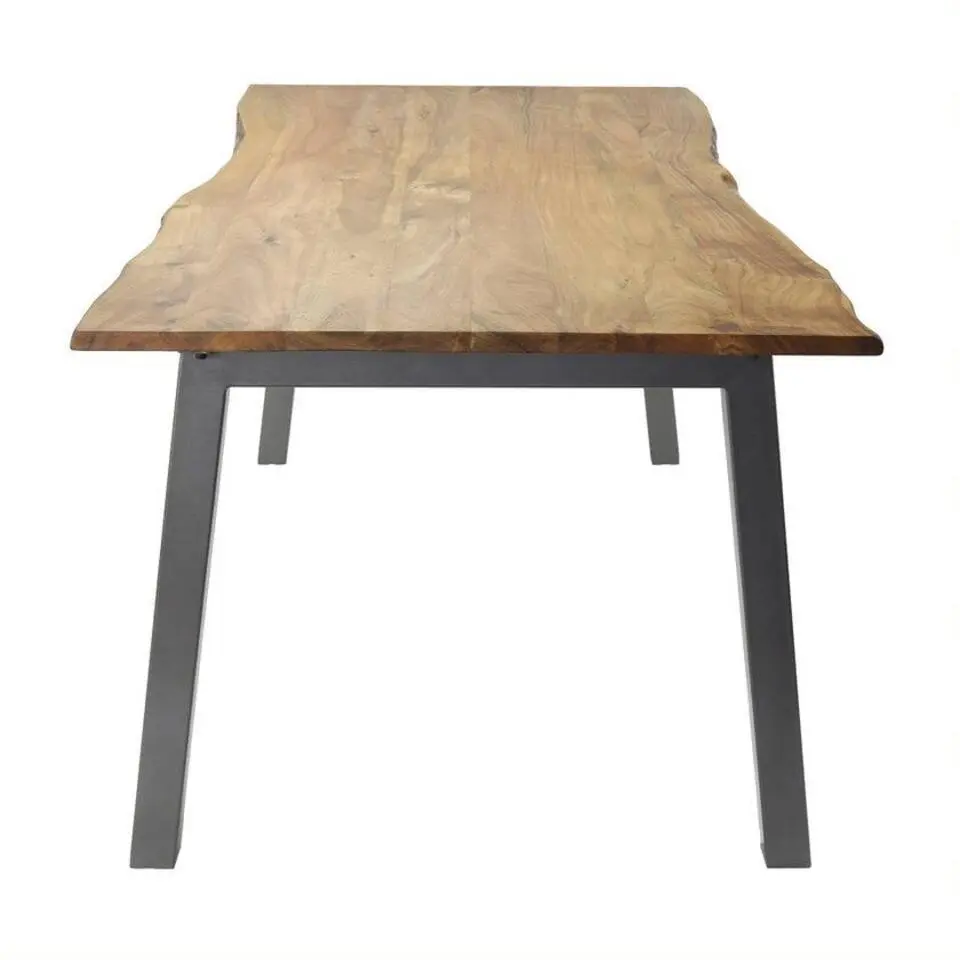 Eettafel Acaciahout - 180cm - Stalen Onderstel - Rechthoek