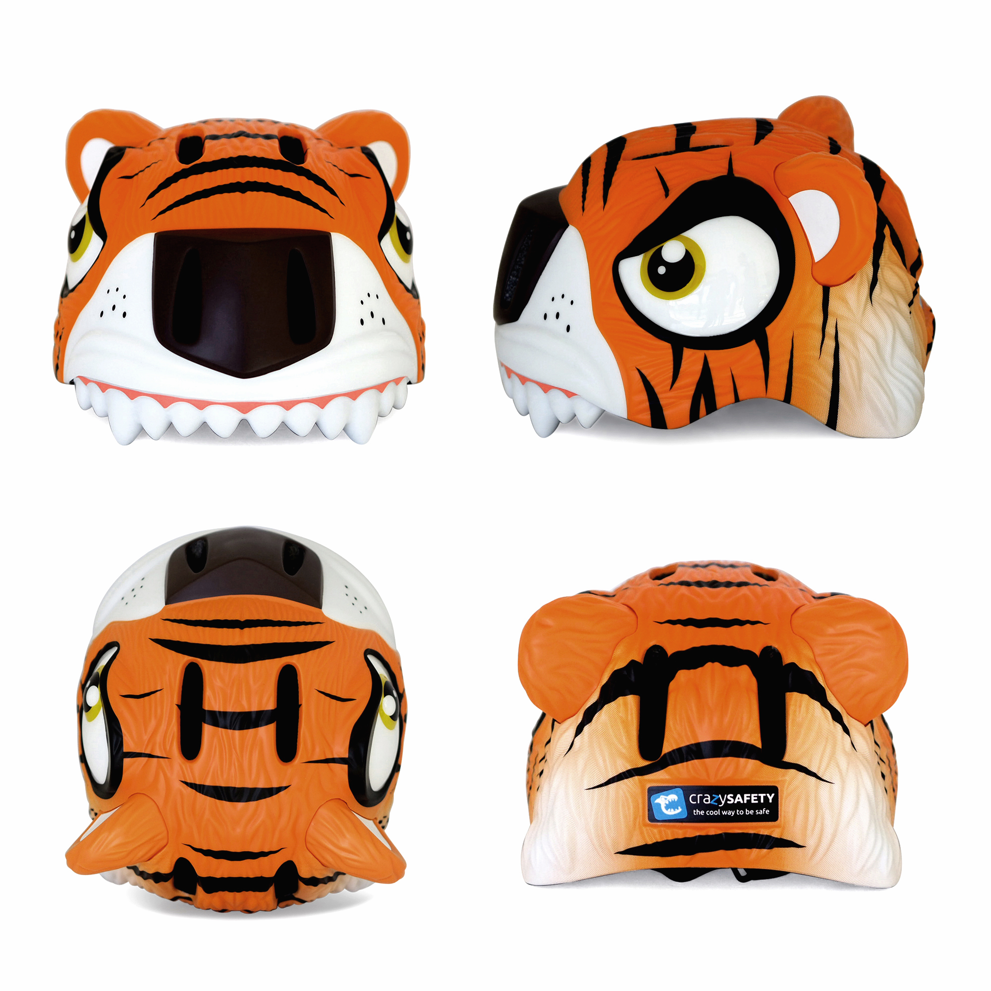 Capacete de bicicleta infantil | Tigre Laranja | Segurança Máxima | Aprovado pela EN 1078