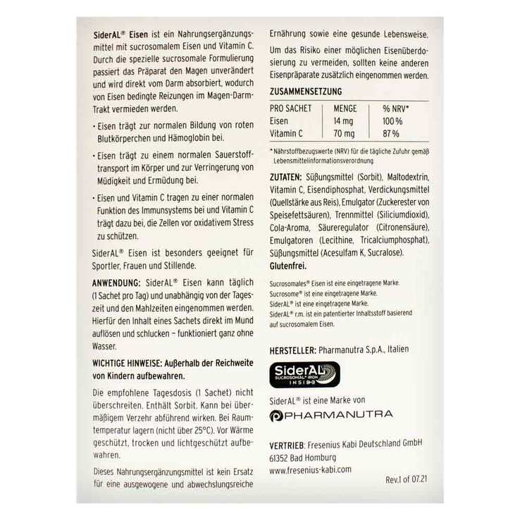 Sideral Eisen 14 mg Cola Sachets Granulat, 30 St