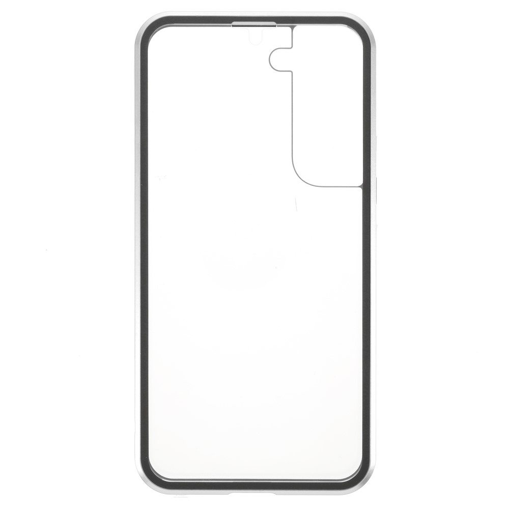 Samsung Galaxy S22 5G Magnetische Alu Schutzhülle mit Panzer Glas Backcover   Displayschutz (Magnet-Technologie) - Silber