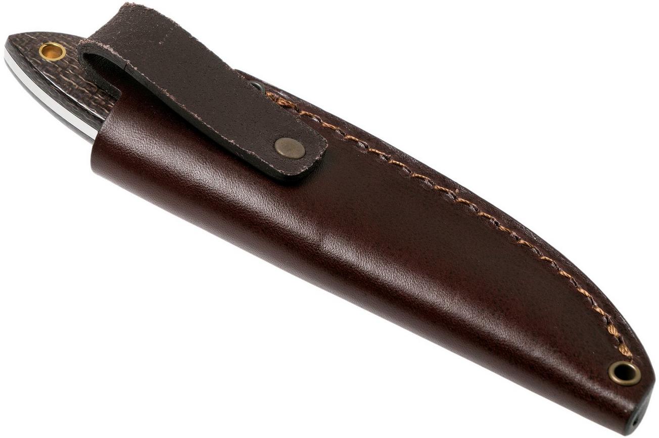 Brisa Bobtail 80 bison micarta handle, 12C27 scandi, lederen sheath 9955