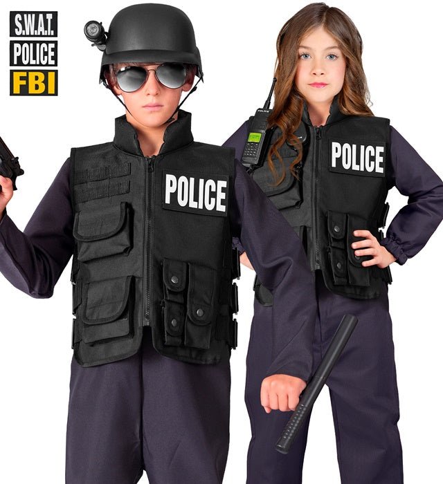 Swat Vest Zwart Wit Kind