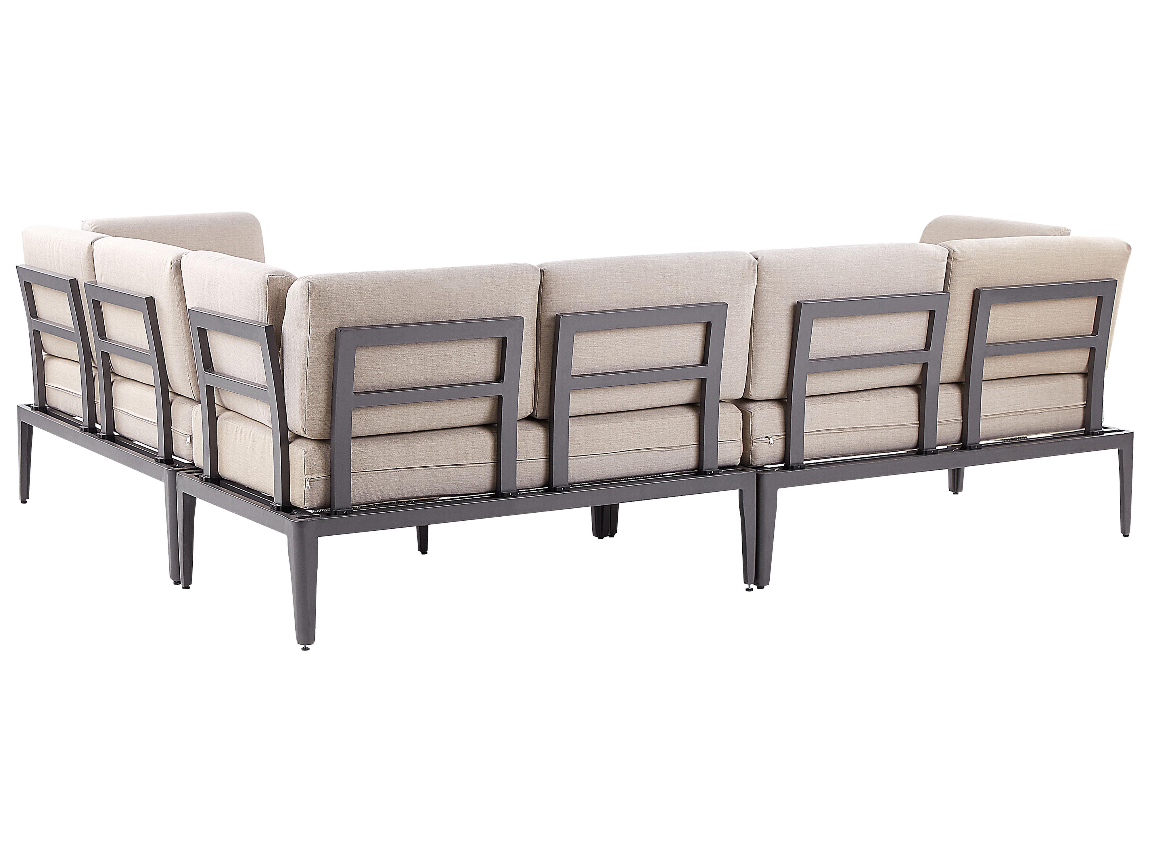 Tuin hoekloungeset met tafel 6-zits RIMA III linkszijdig modulair Metaal Beige