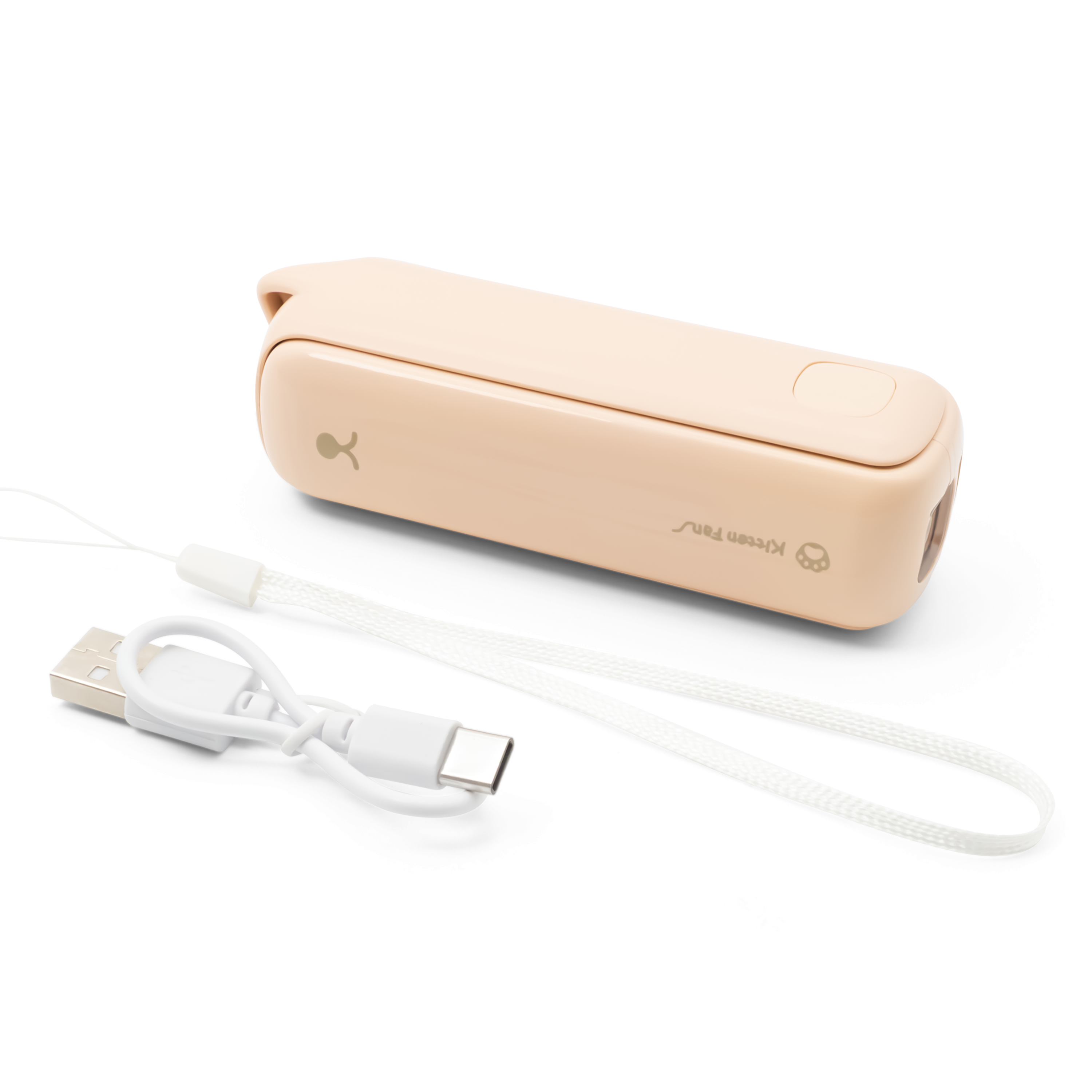 (5V/1A) 3in1 2000mAh USB Powerbank Ladegerät mit Ventilator und LED Taschenlampe   Trageschlaufe - Rosa