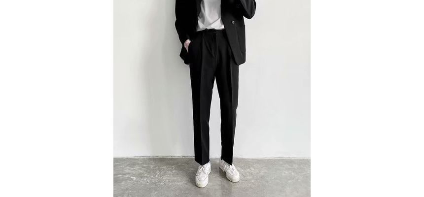 Blueforce - Mid Rise Plain Cropped Tapered Dress Pants