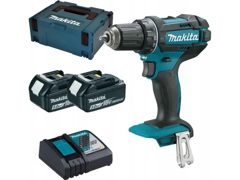 Makita DDF482RTJ 18V LI-ION Kompakt Boremaskine - inkl. 2 x 5Ah batterier, oplader, MAKPAC Box