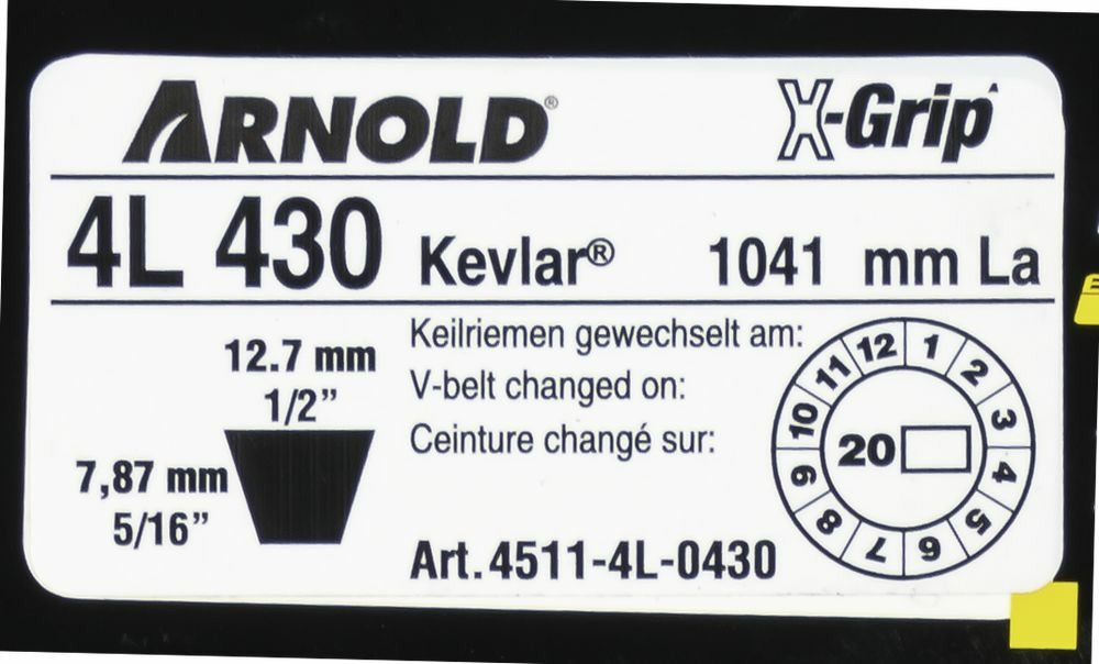 Courroie trapézoïdale x-grip v de type 4l430
