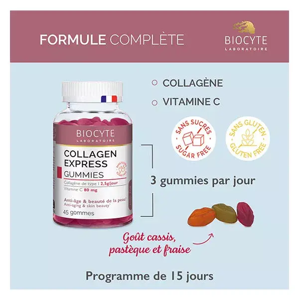 Biocyte Collagen Express Gummies Anti-Age Beauté de la Peau 45 Gummies