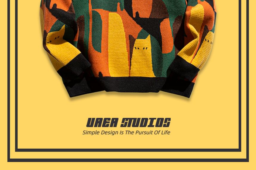 Chuoku - Ronde hals kattenjacquardtrui