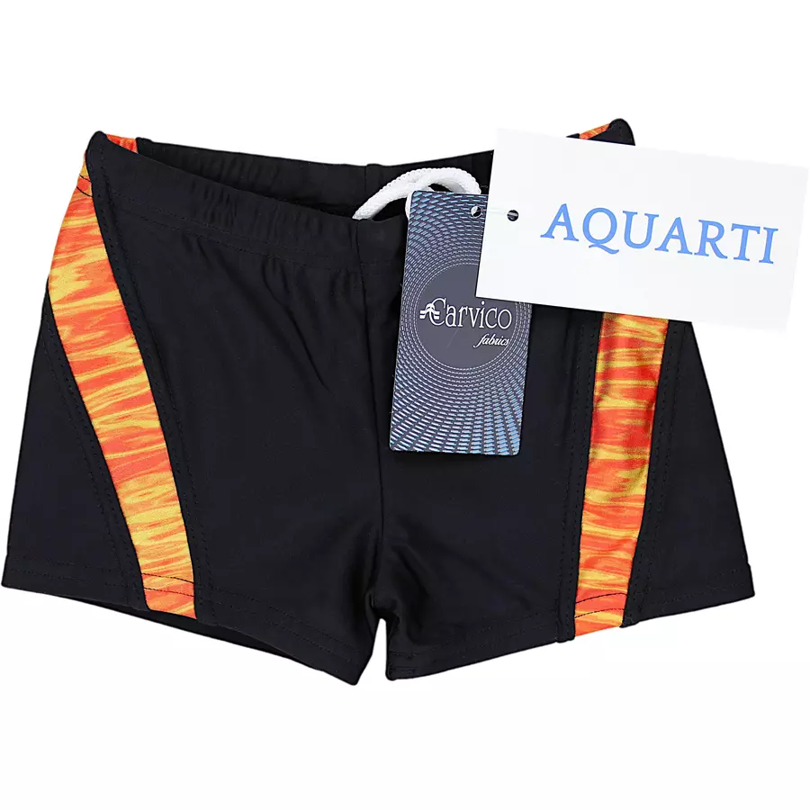 Aquarti Jungen Schwimmhose Kontrastfarbige Einsätze orange