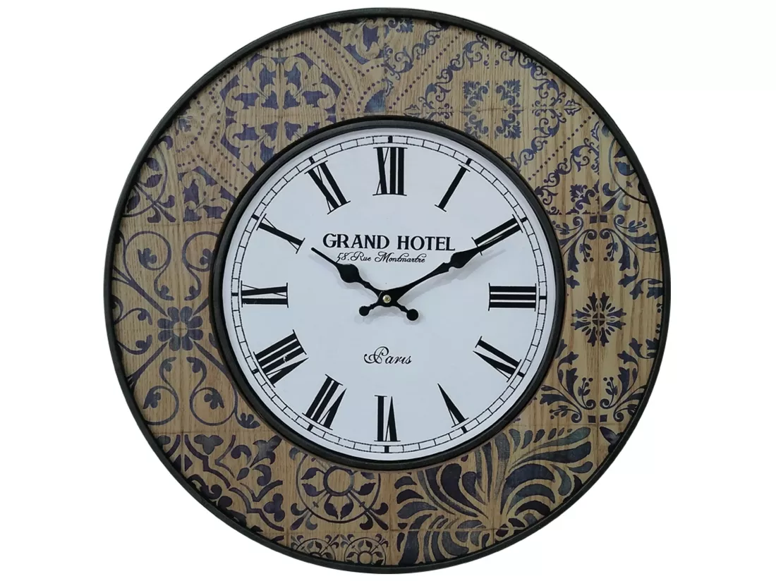 Grande Horloge Murale Blanche Bleue Mdf Metal pour Cuisine Salon