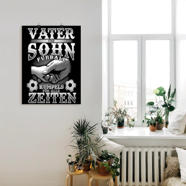 Artland Poster »Vater und Sohn Fussball Kumpels« Sprüche & Texte 1 Stk. tlg. als Alubild, Outdoorbild, Poster in verschied. Grössen