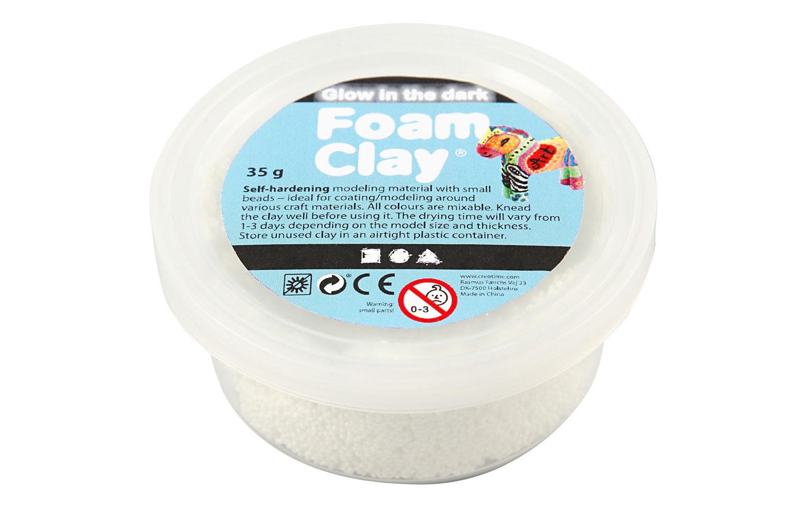 Modelliermasse Foam Clay 35 g Fluoreszierend WeissSelbsthärtende Modelliermasse mit winzigen Styroporkügelchen