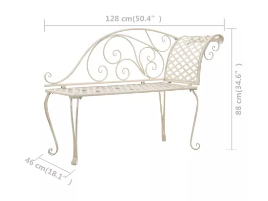 Prolenta Premium - Chaise longue de jardin 128 cm Métal Antique Blanc
