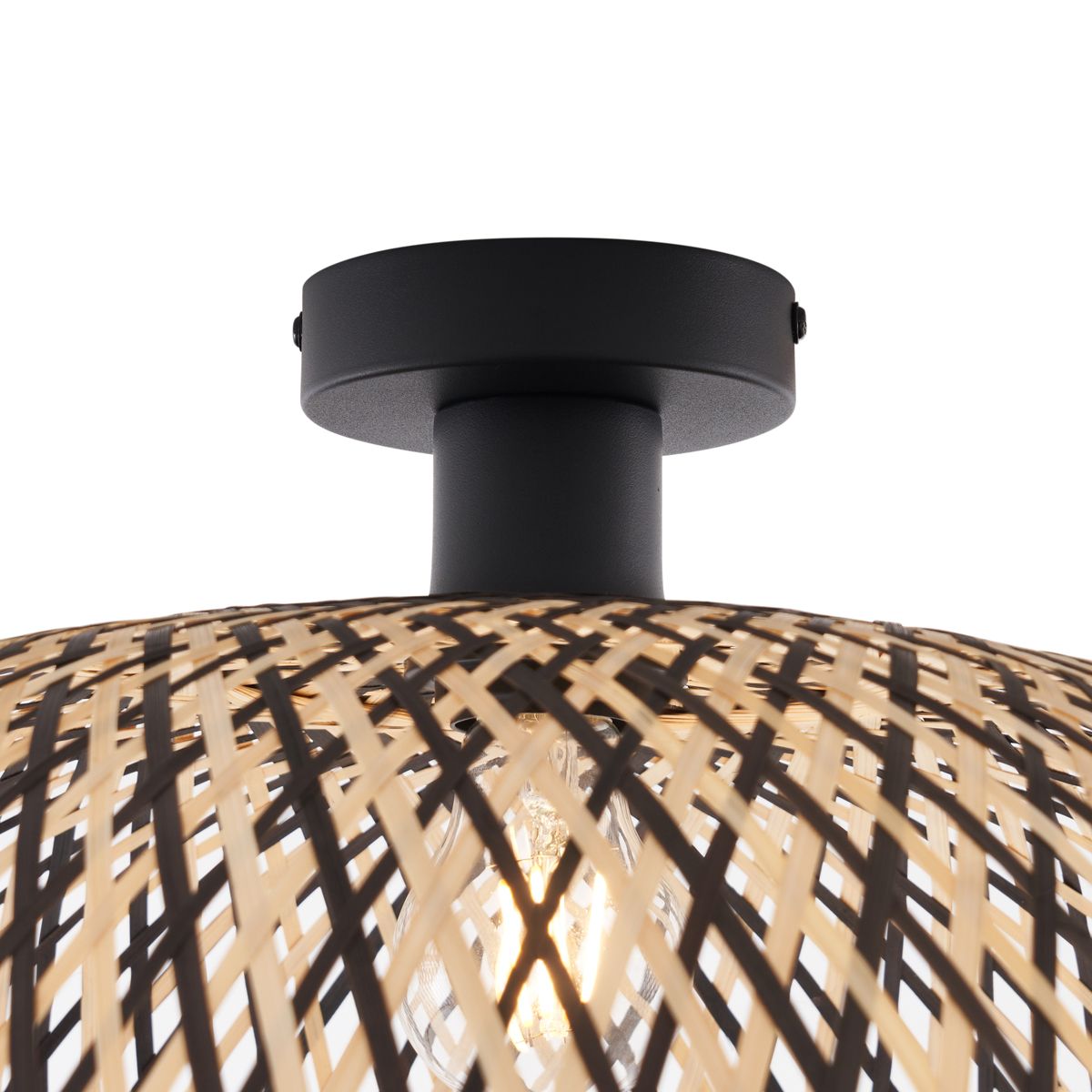 Art Deco plafondlamp zwart bamboe 60 cm - Alka