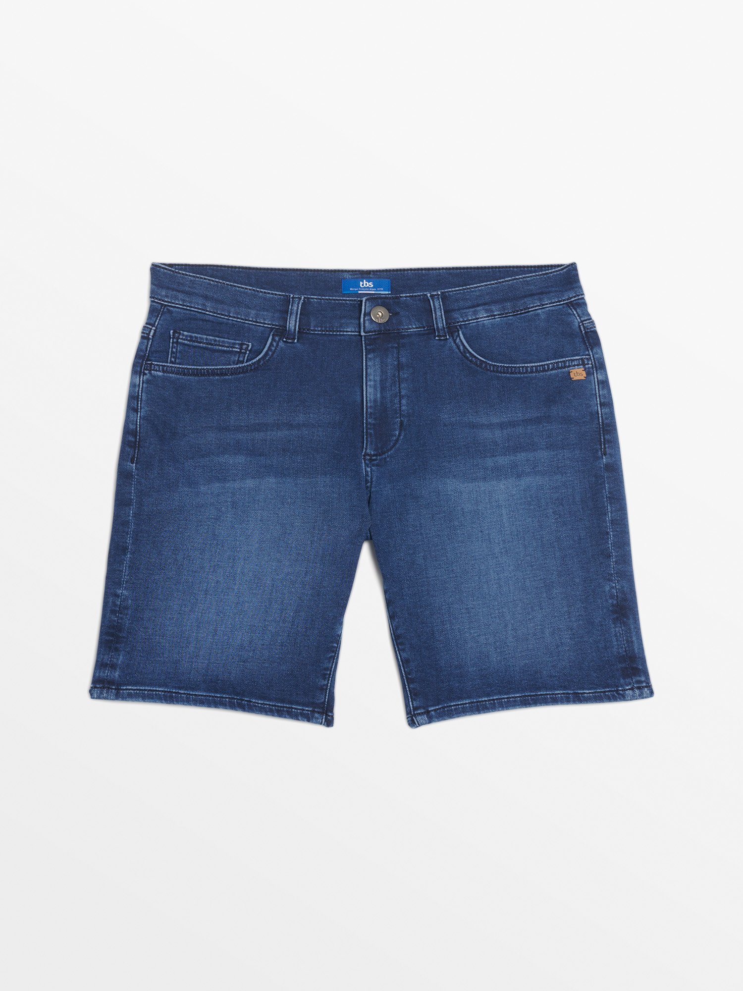 Short Homme En Maille Effet Denim Marine