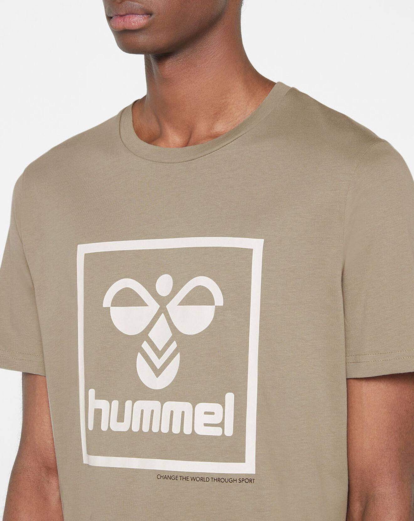 Hummel T-Shirt en Coton organique à gros logo kaki clair