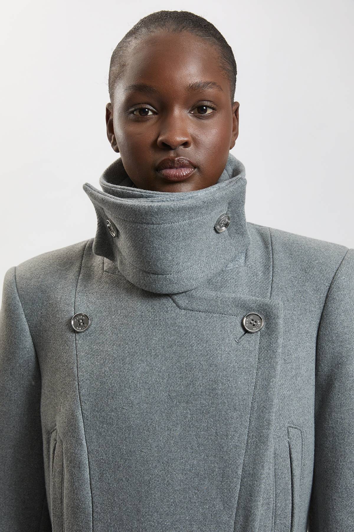 KarenMillen Manteau Long Ajusté En Laine Avec Détails Militaires