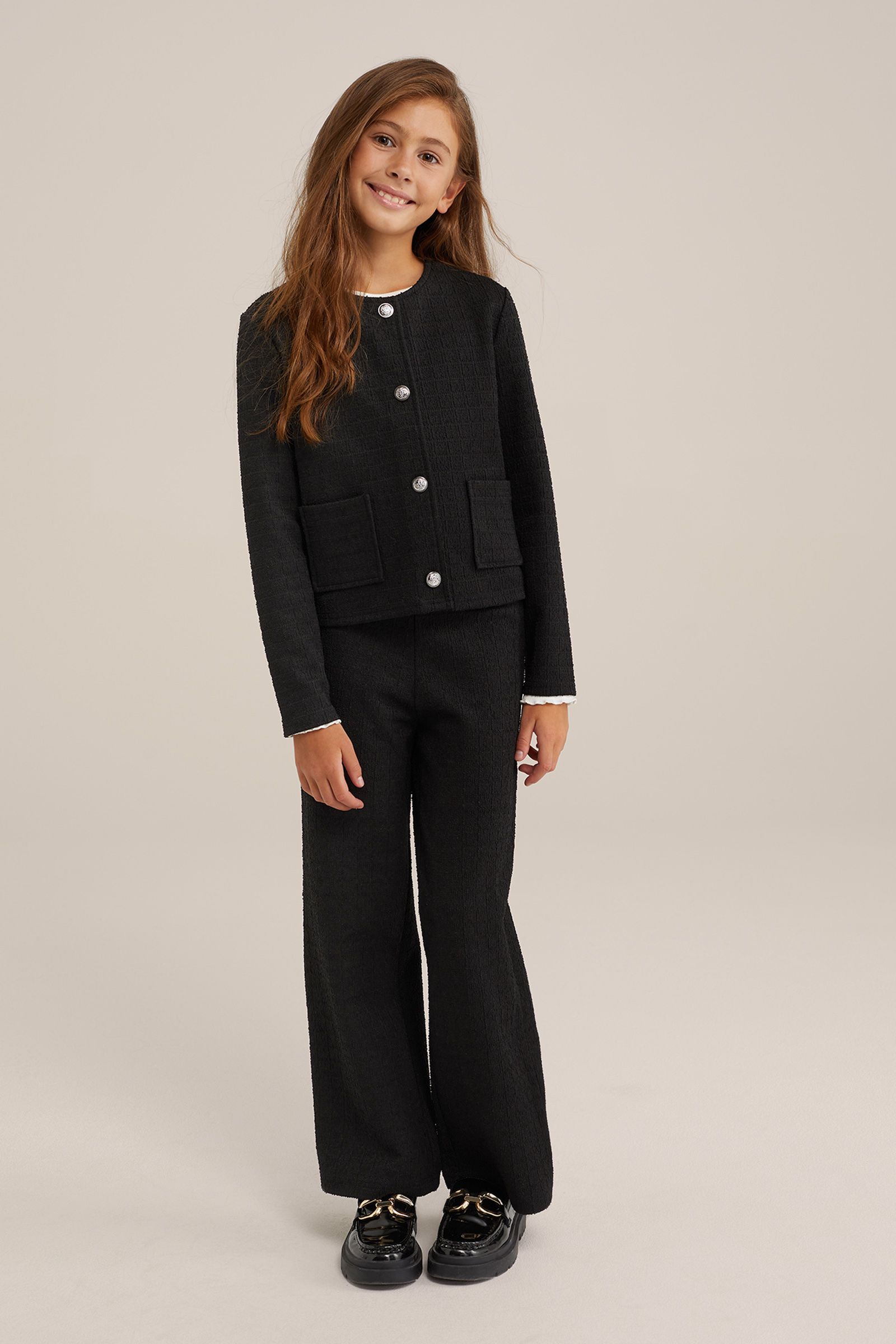 Meisjes bouclé vest WE Fashion Zwart