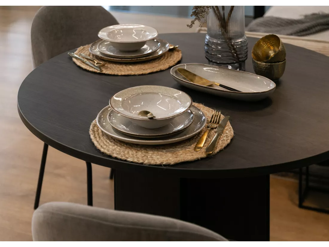 Table ronde - 110 cm - Frêne Portland noir - HEXA