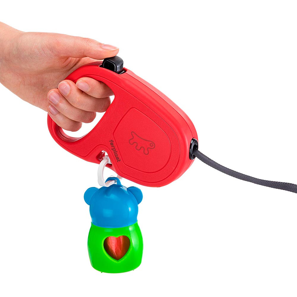 Laisse rétractable pour chiens de taille moyenne flippy one tape s, sangle extensible 4 m, max 15 kg, rouge