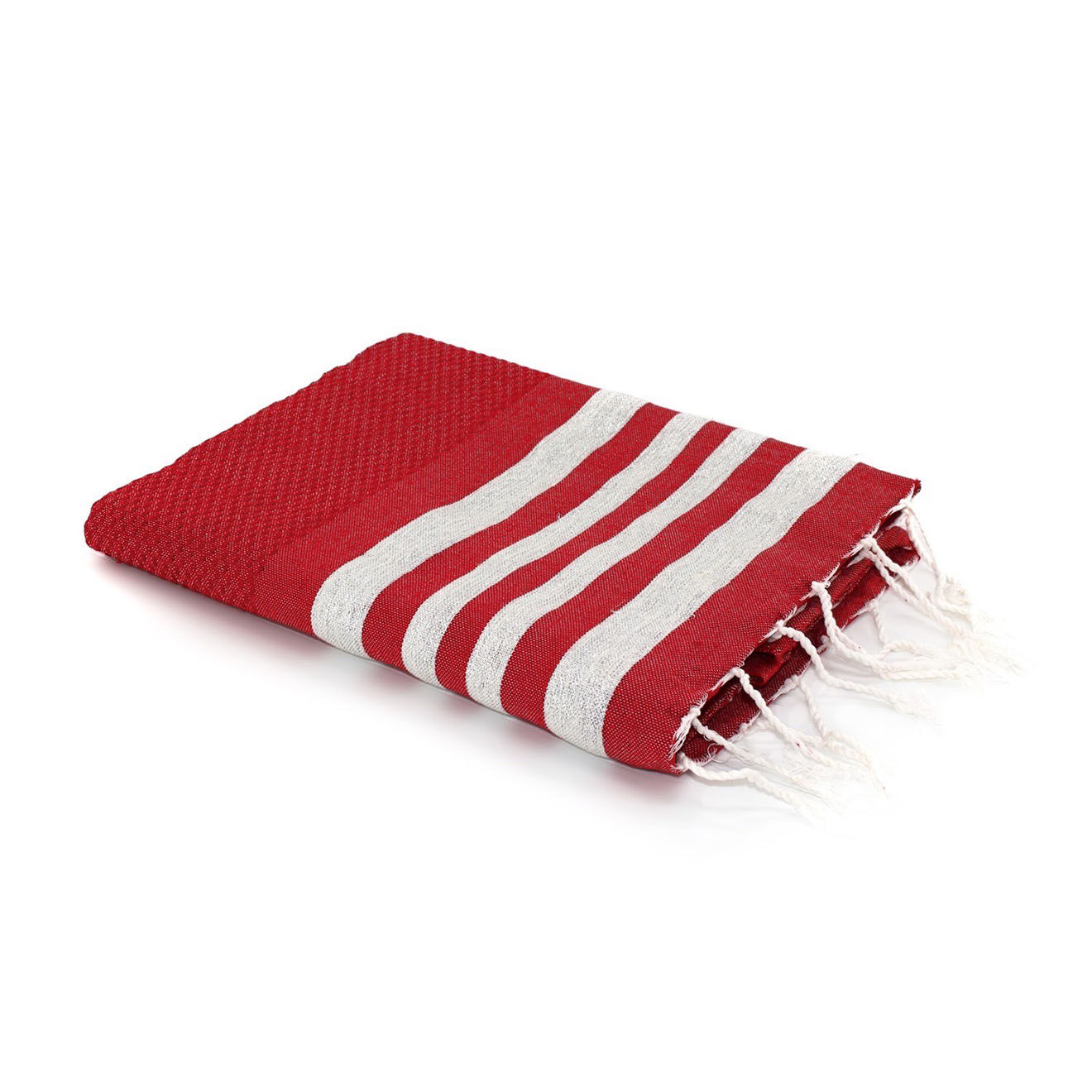 Febronie Fouta Nid d'abeille Hamptons Lurex rouge/argenté - 100x200 cm