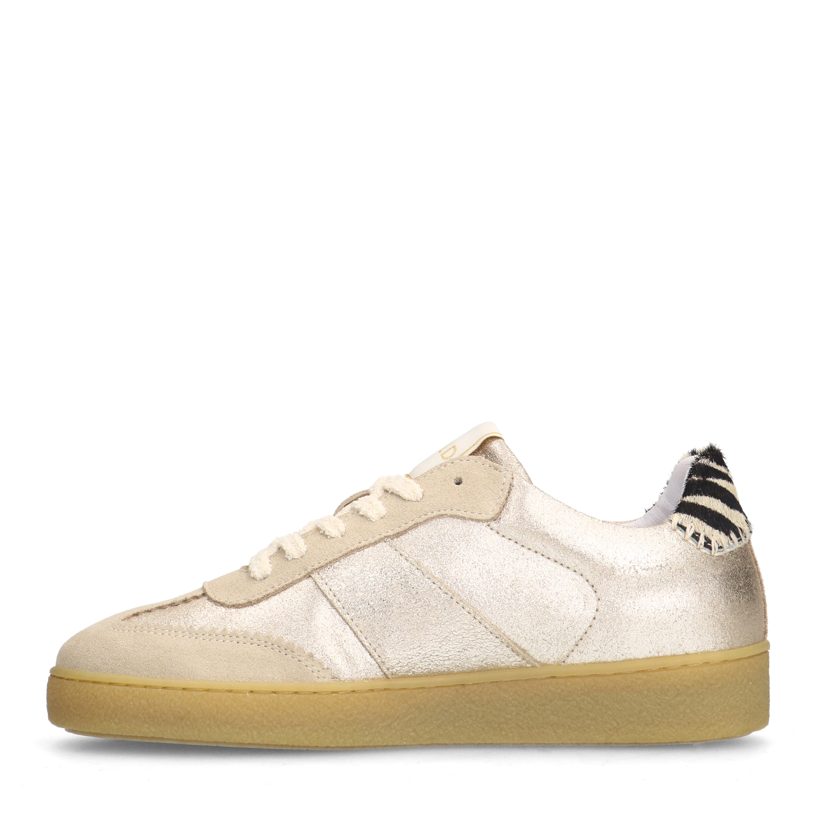 Gouden leren sneakers met zebra details