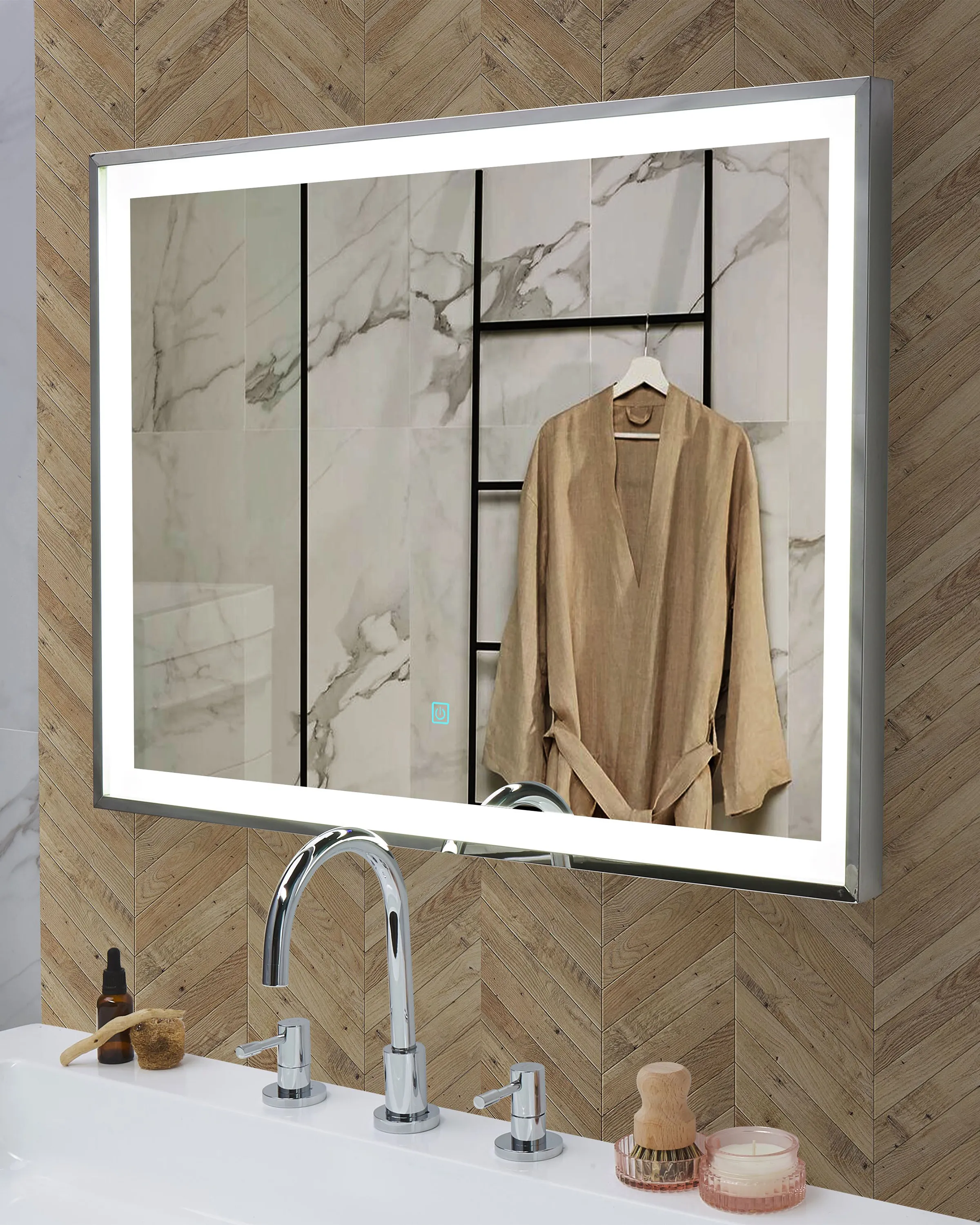 LED badkamerspiegel ARGENS 80 cm 60 cm Zilver