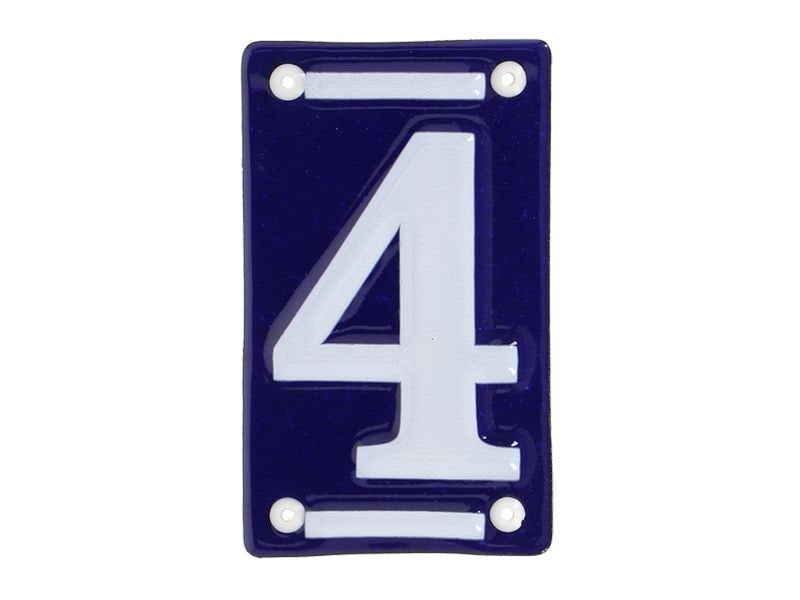 Esschert Design Hausnummer 4 7 cm, Blau/Weiss Hausnummerschild