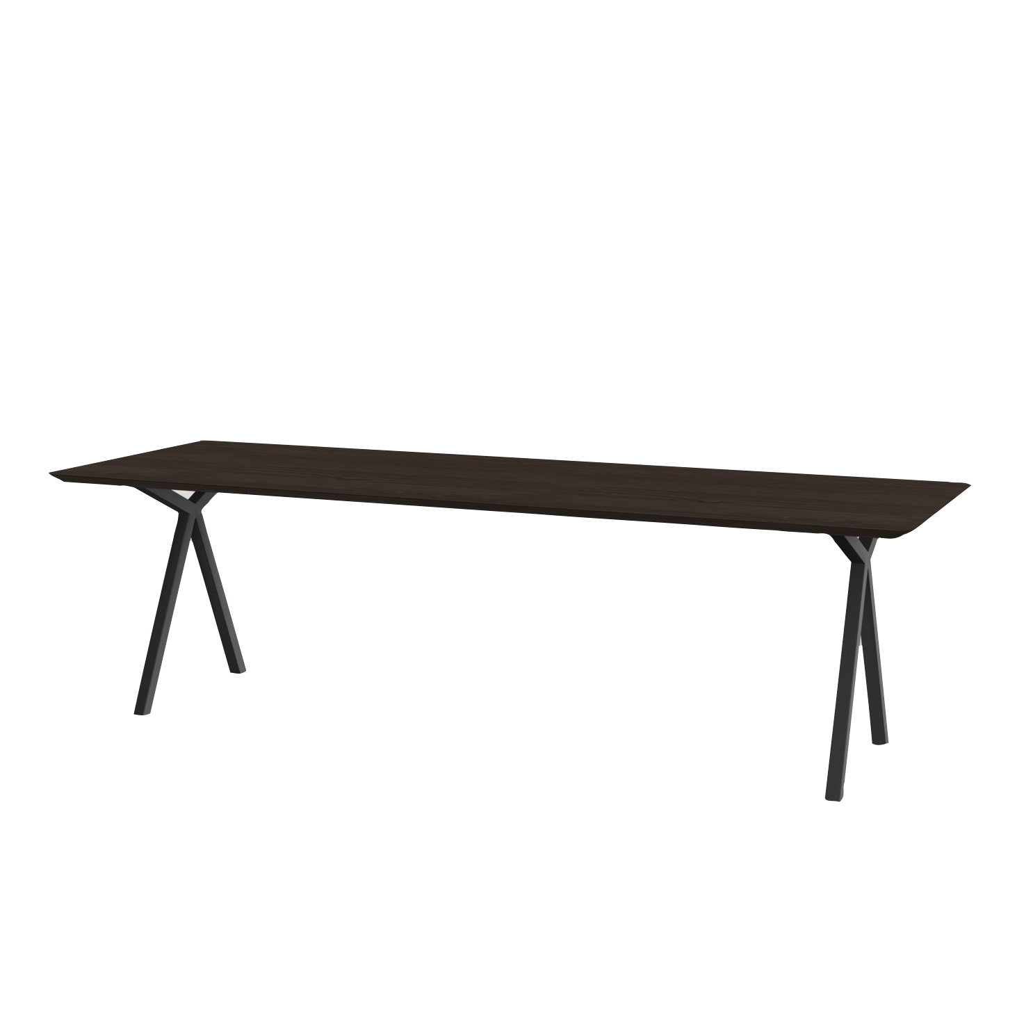Studio HENK tafel Slim X-type Rechthoekig - zwart frame, gerookte beits 280 x 90 | Gerookte Beits | Verjongde Rand | Frame Zwart