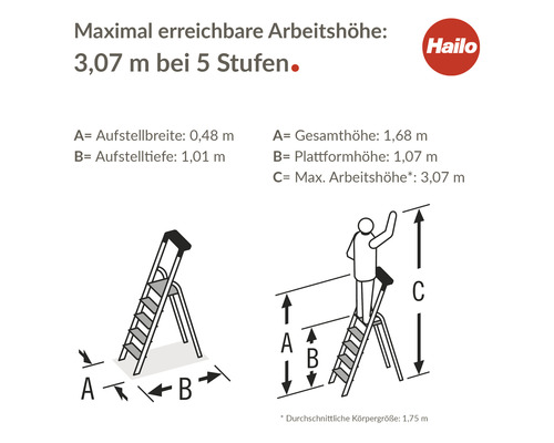 Hailo L80 ComfortLine Aluminium Veiligheidstrap 5 Treden