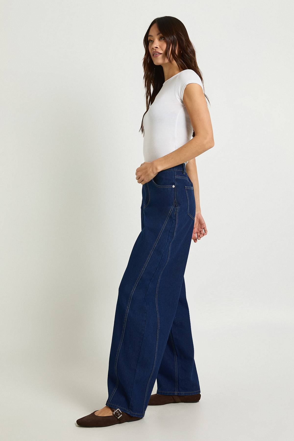 boohoo Jean Grande Taille Taille Mi-haute Jambe Tonneau Couture Torsadée