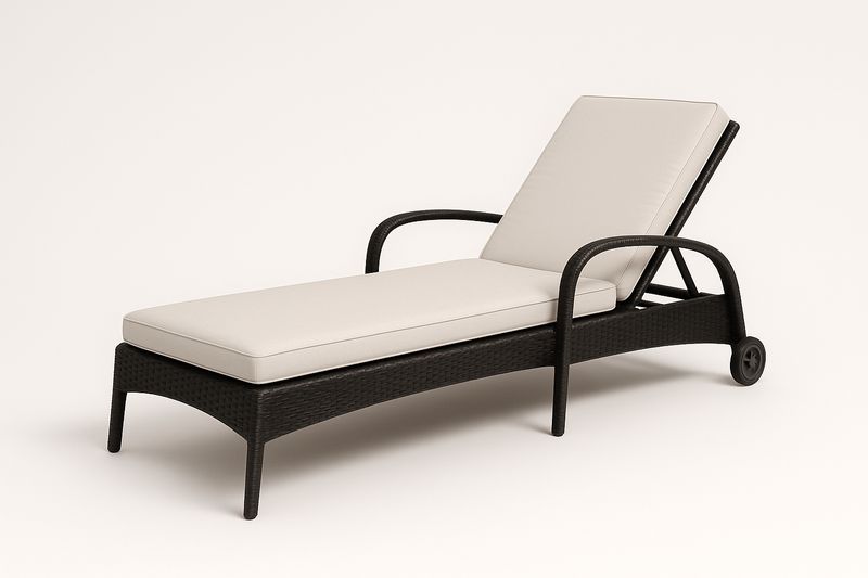 Verstellbare Sonnenliege PE-Rattan Stahl Beige Schwarz 200x65x35 cm
