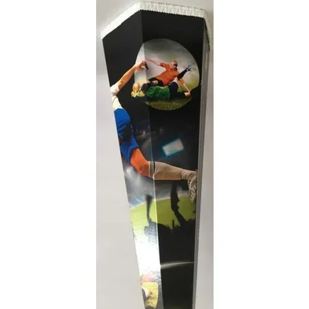 Nestler Schultüte Fußball mit weißer Borde und weißem Tüll, 85 cm, 6 eckig