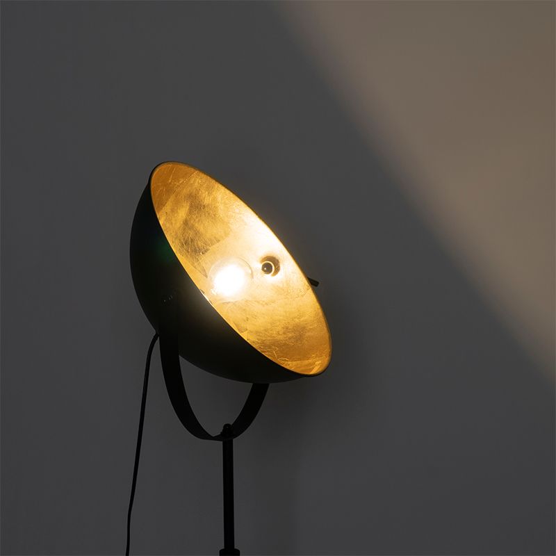 Vloerlamp zwart met goud 35 cm verstelbaar - Magnax