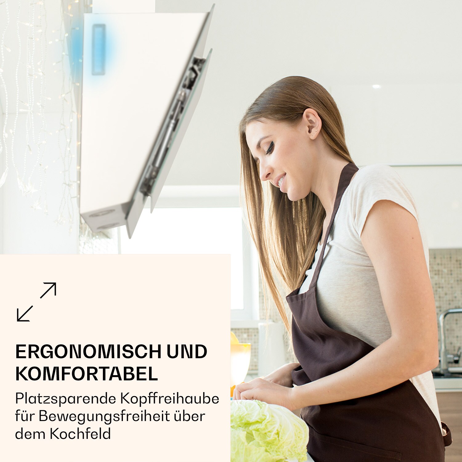 Aurora Eco 90 Dunstabzugshaube 550 m³/h 90cm kopffrei Ambientelicht Weiß