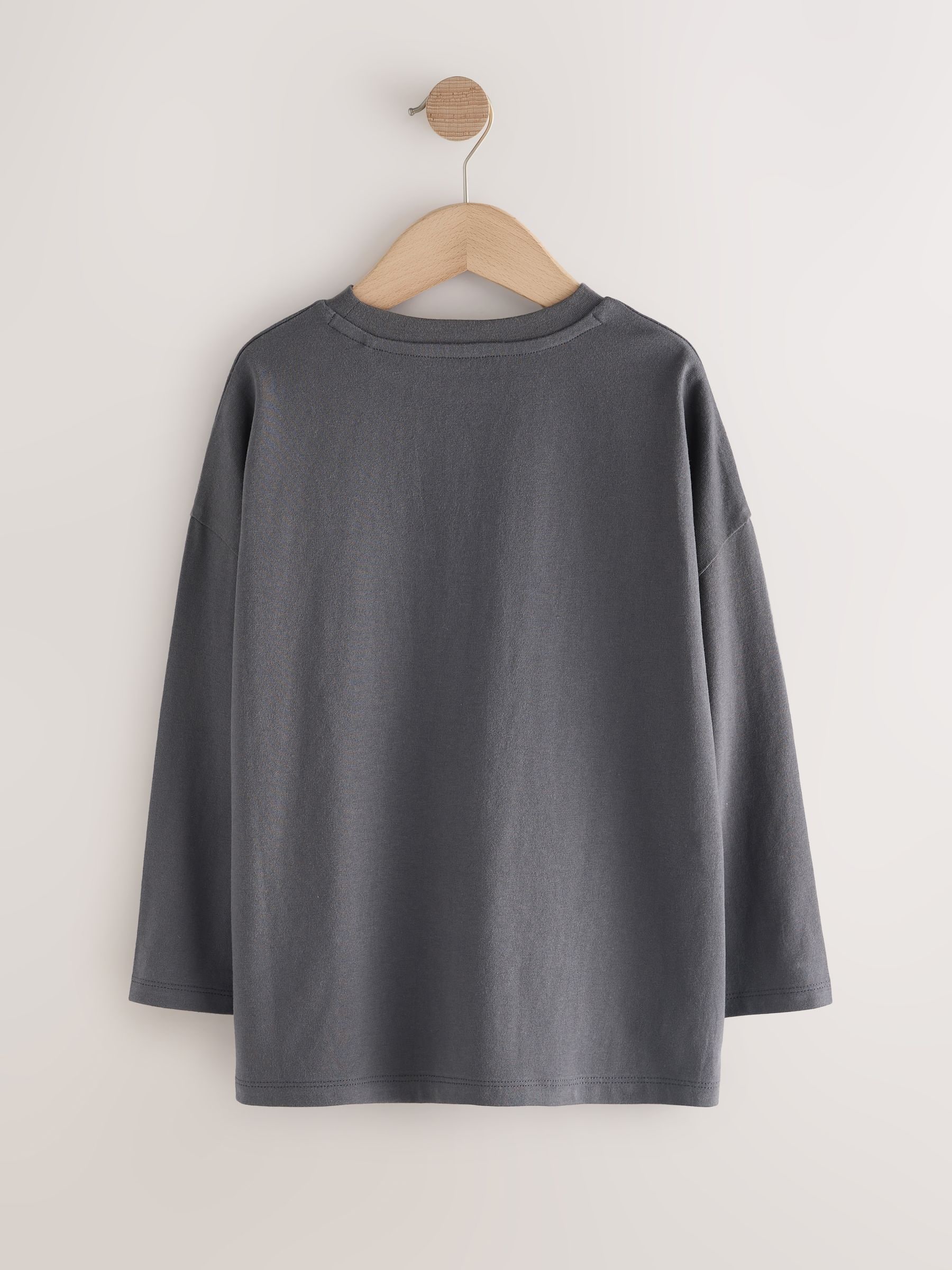 Antracietkleurig met berenprint - Top met print en lange mouwen (3-16jr)
