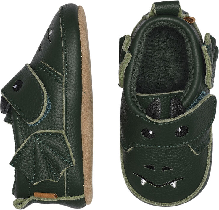 Melton Dragon leather slippers Dark green