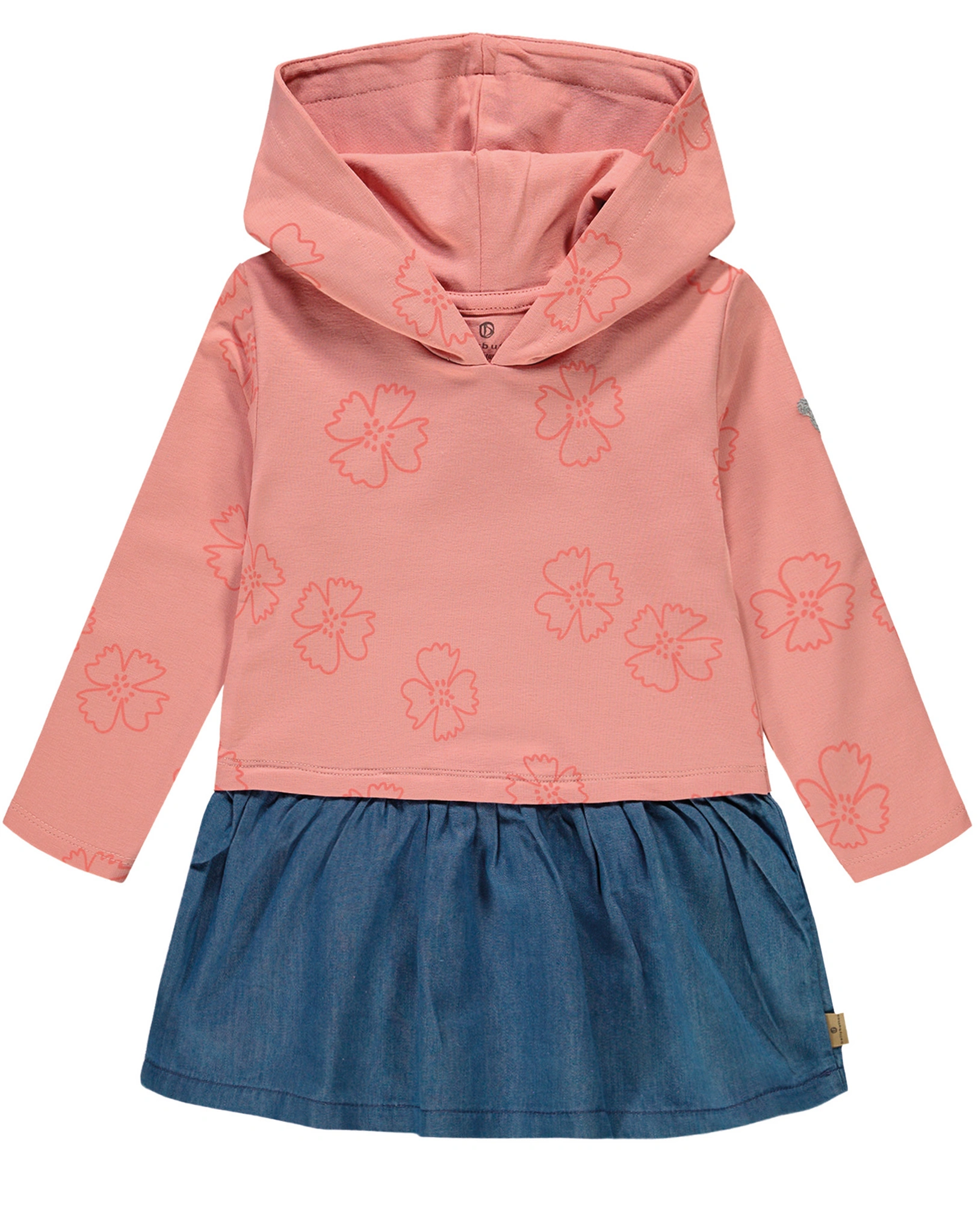 Langarmkleid STREET FLOWER mit Kapuze in coral/blau