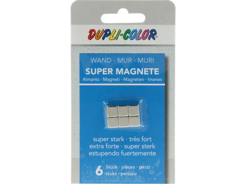 DUPLI-COLOR Super Magnete, Set mit 6 Wüfel , Silber Extra starke Magnete