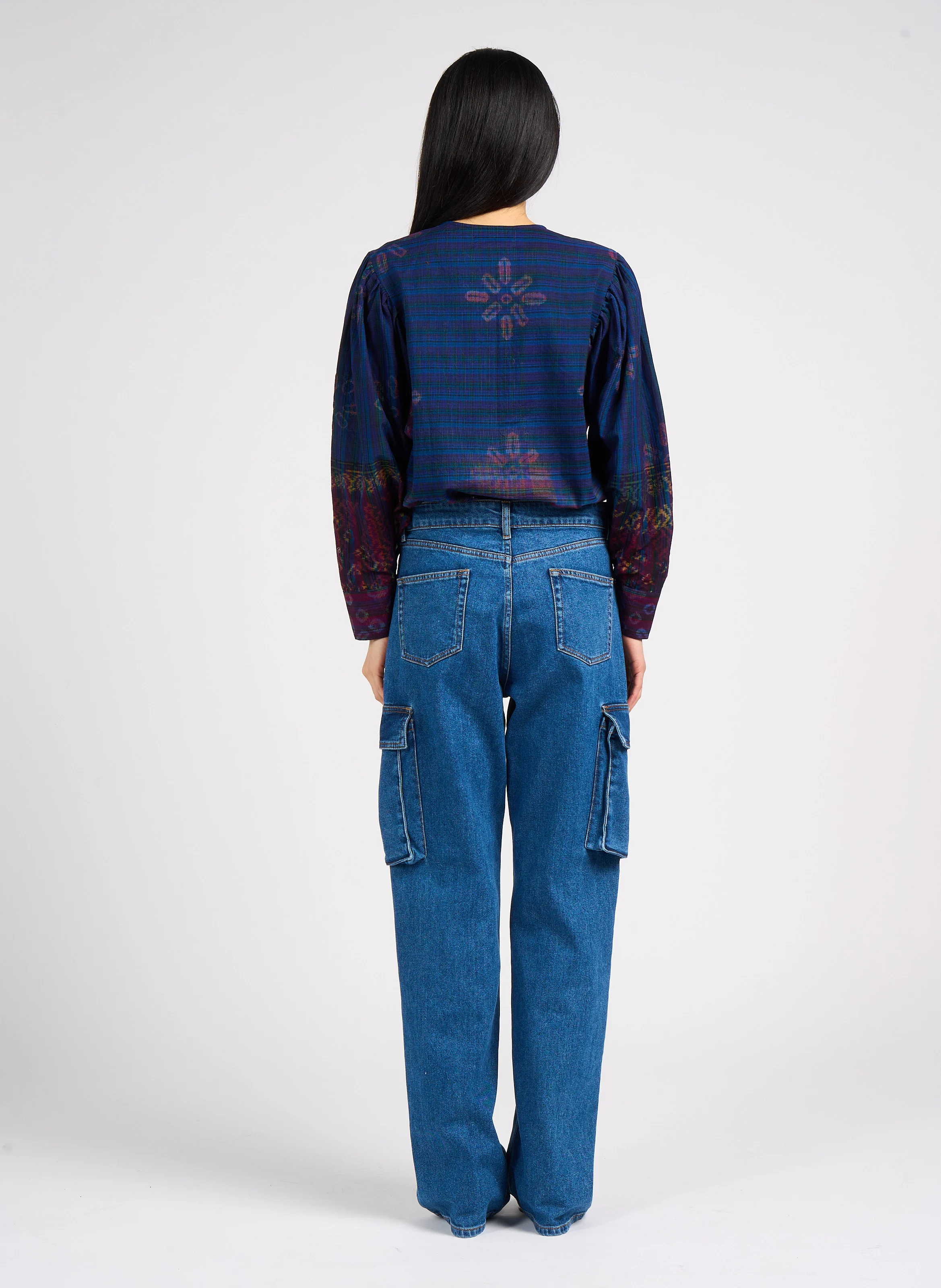 BATTLE - Jean cargo en coton stretch | Bleu