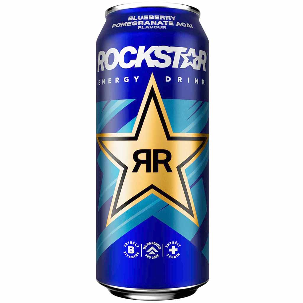 Rockstar Energy Drink Blueberry Pomegranate Acai Flavour Dosen 12x500ml=6L MHD MHD:13.9.25
