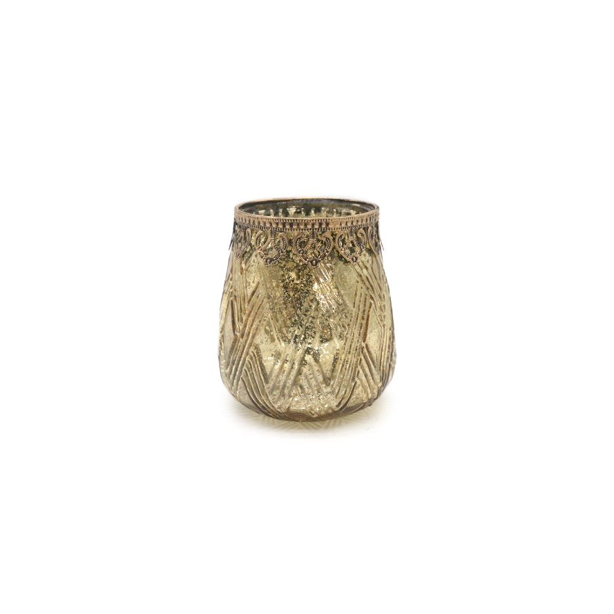 Glas-Windlicht gold, H 14 cm, Ø 13 cm von fischer's lagerhaus