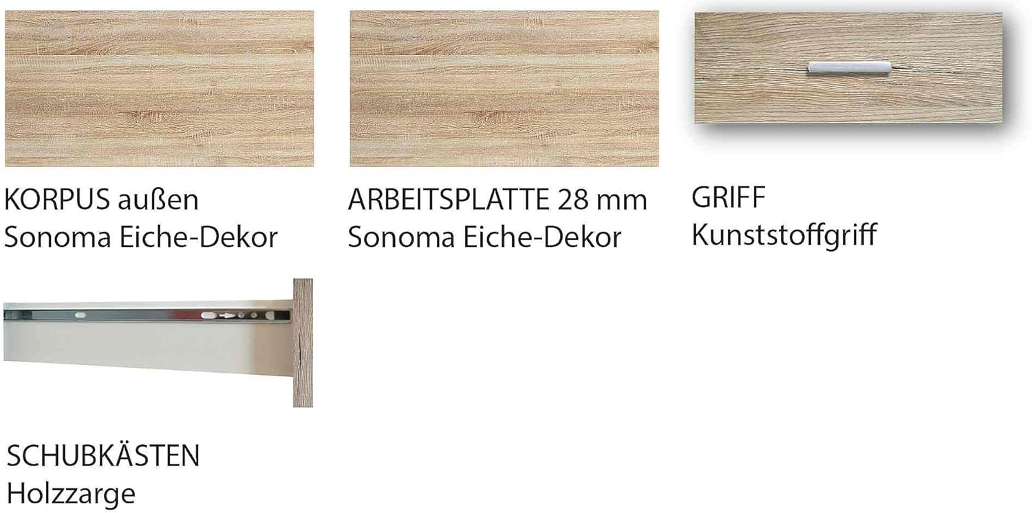 Küchenblock ohne Elektrogeräte Classic 310 cm in weiß matt (Geschirrspüler geeignet)