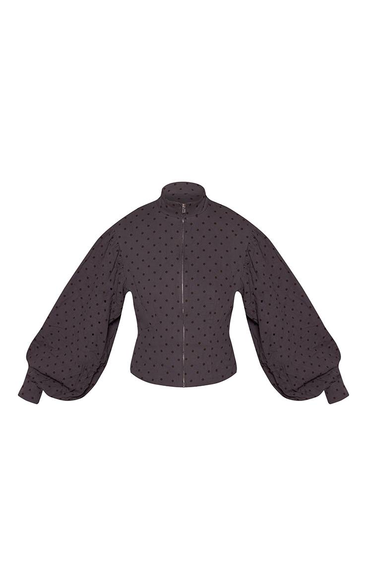 Gris Veste Zippée À Pois Sombres