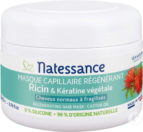 Natessance Ricin Kératine Végétale Masque Capillaire Sublimateur Régénérant Pot 200ml